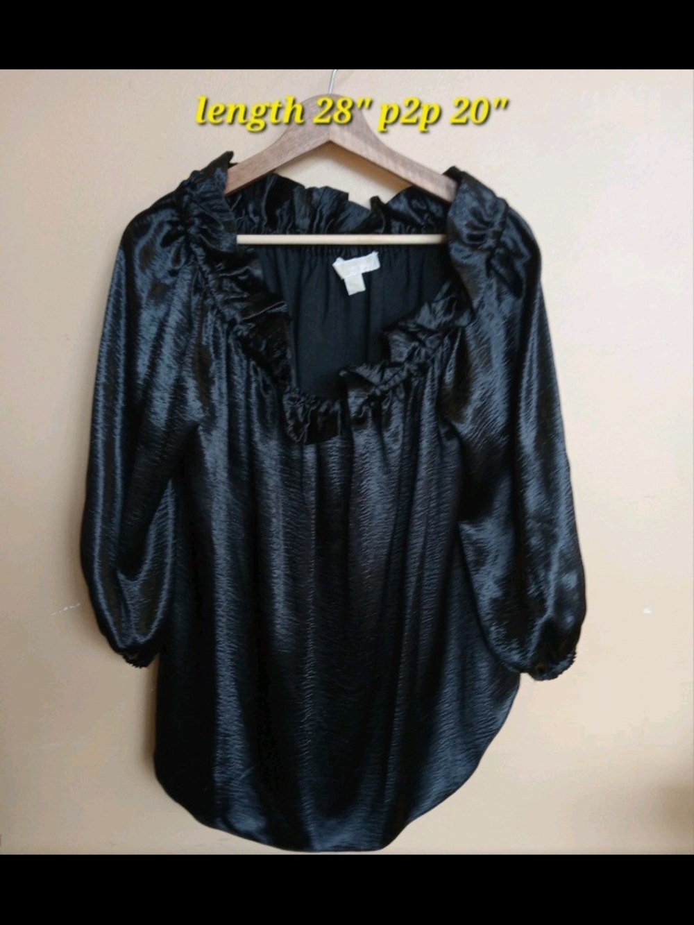 Michael Kors Black Ruffle-Neck Satin Blouse